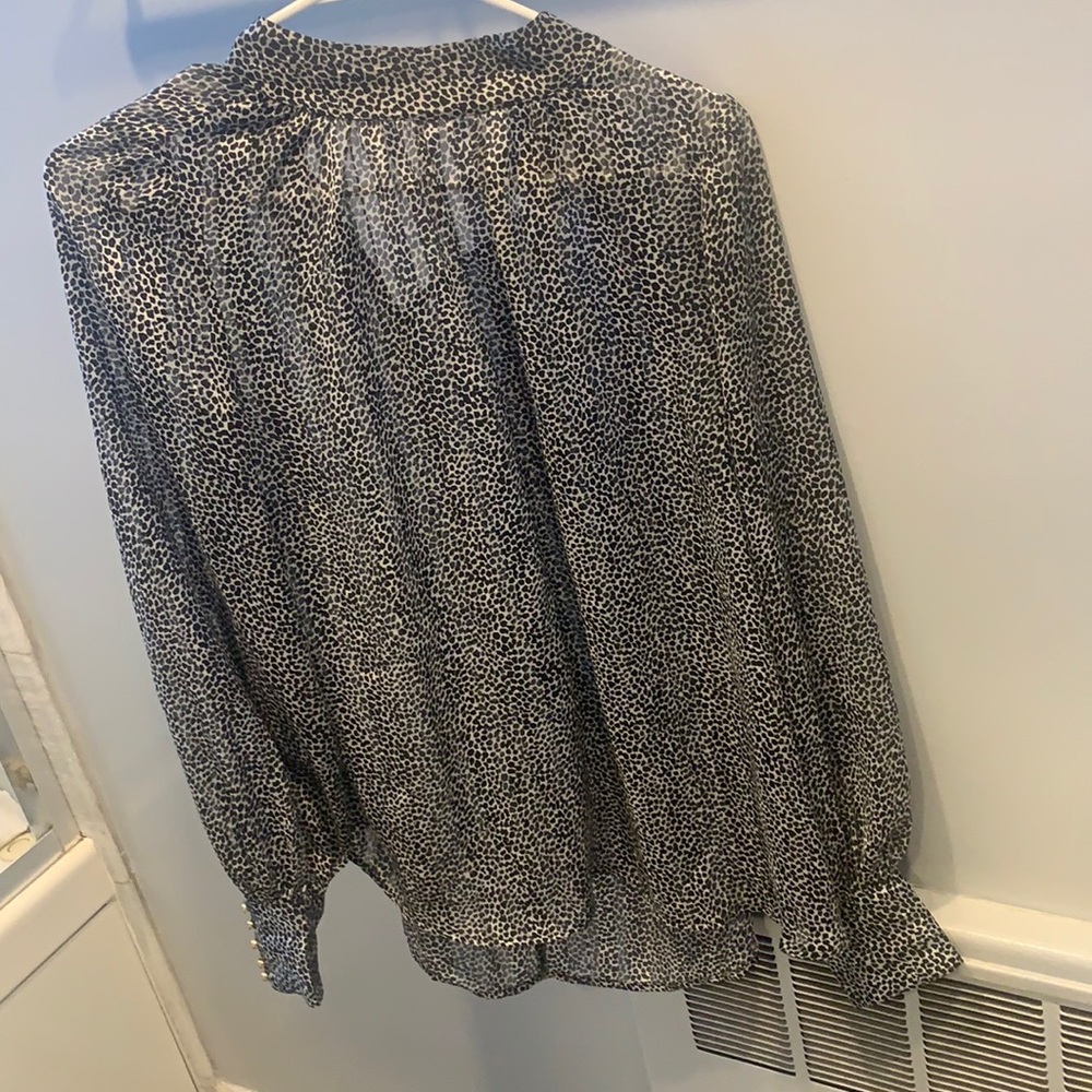 Black and white work blouse high neck